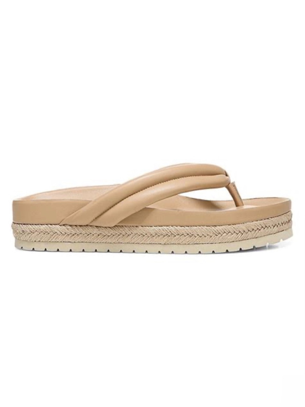 Vince Forest Padded Thong Platform Espadrille Sandals Tan Leather Size 9.5